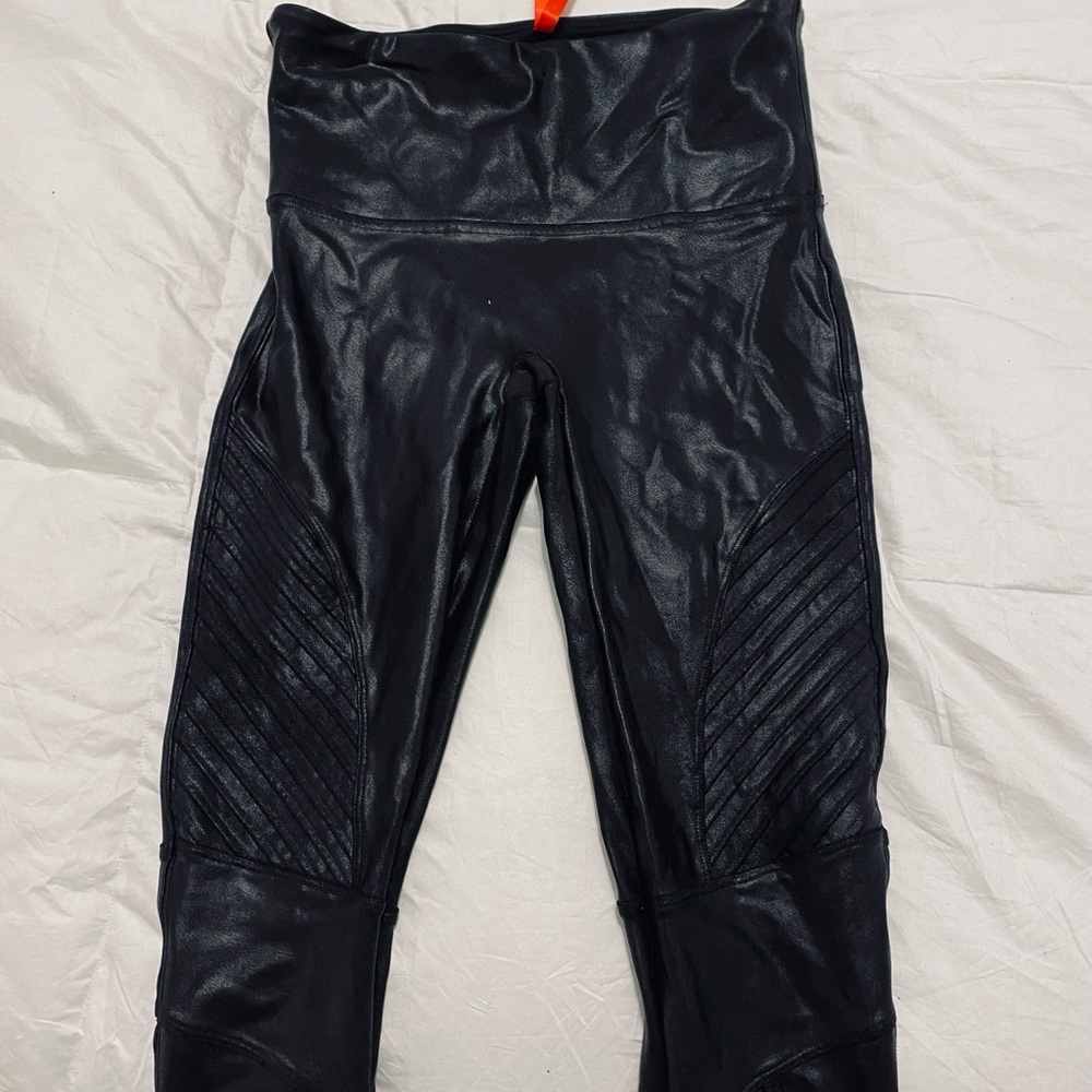 Spanx faux leather Moto leggings size medium